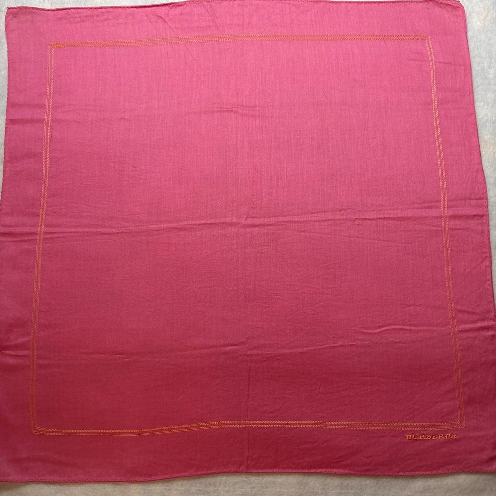 VTG BURBERRY Scarf Handkerchief Solid Cotton Pink 20x20 Designer Neckerchief